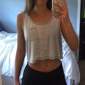 Grey Sleeveless Crop Top